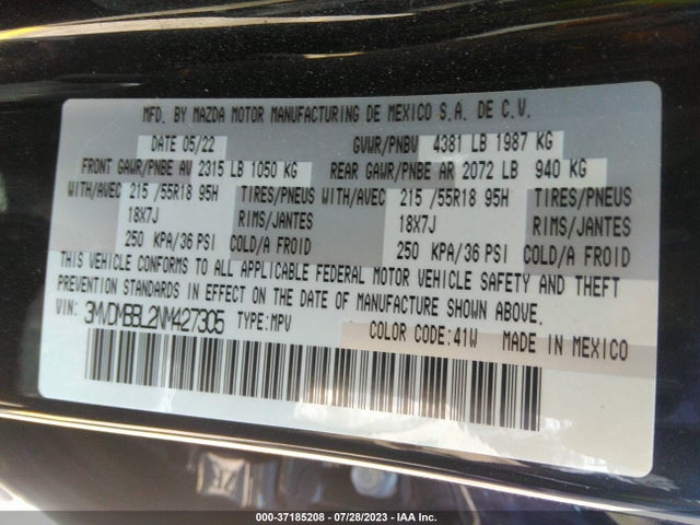 Auction sale of the 2022 Mazda Cx-30 2.5 S Select Package, vin: 3MVDMBBL2NM427305, lot number: 37185208