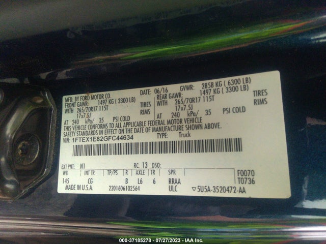 Ford F-150 Xlt/xl 2016 1FTEX1E82GFC44634 Image 9