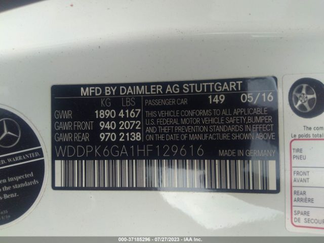 WDDPK6GA1HF129616 Mercedes-Benz Slc Amg Slc 43
