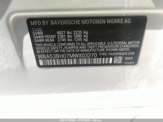 BMW 5 Series 530i 2021 аукцион фото