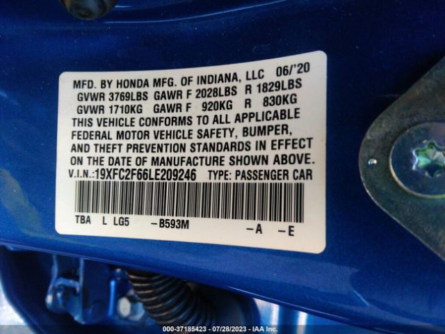 19XFC2F66LE209246 Honda Civic Sedan Lx