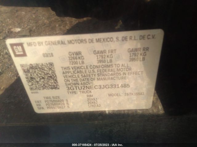 3GTU2NEC3JG331485 GMC Sierra 1500 Slt
