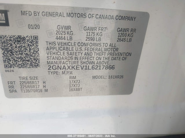 Chevrolet EQUINOX LT 2020 2GNAXKEV1L6217866 Image 9
