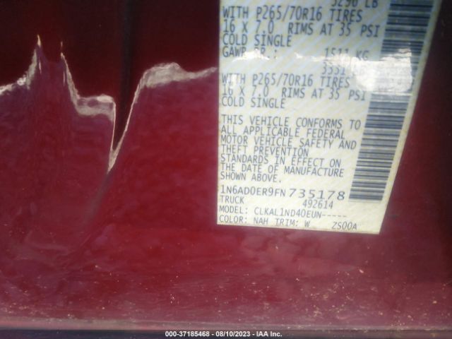 1N6AD0ER9FN735178 Nissan FRONTIER S