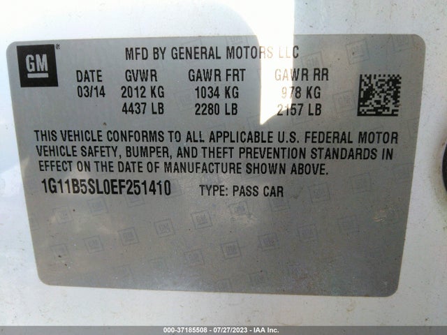 Chevrolet MALIBU LS 2014 1G11B5SL0EF251410 Image 10