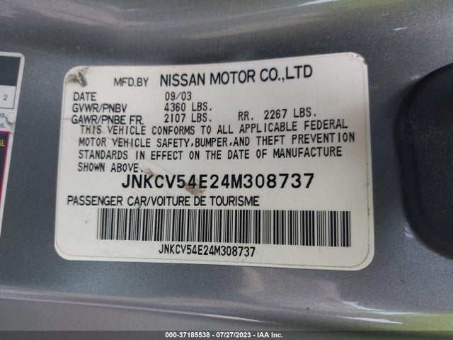2004 INFINITI G35 COUPE W/LEATHER VIN: JNKCV54E24M308737