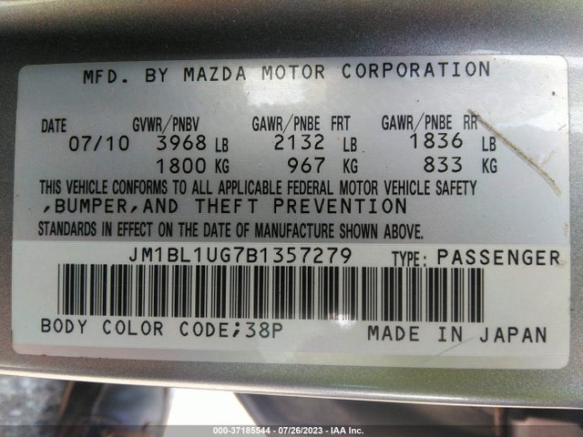 2011 MAZDA MAZDA3 I SPORT VIN: JM1BL1UG7B1357279