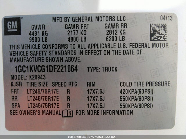 2013 CHEVROLET SILVERADO 2500HD WORK TRUCK VIN: 1GC1KVCG1DF221064