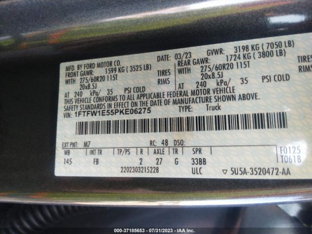 1FTFW1E55PKE06275 Ford F-150 Xl/xlt/lariat