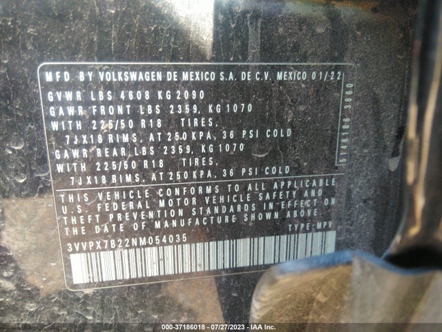 3VVPX7B22NM054035 Volkswagen TAOS SE