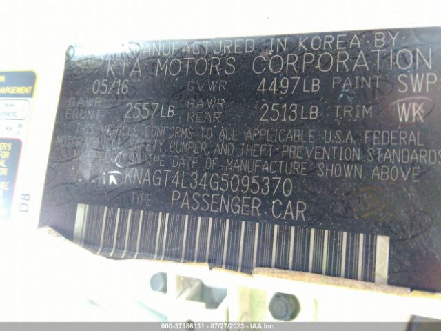KNAGT4L34G5095370 KIA Optima Lx