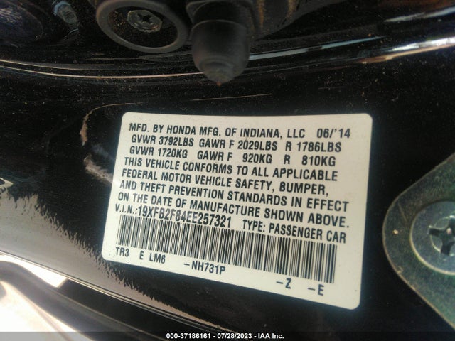 Honda Civic Sedan Ex 2014 19XFB2F84EE257321 Image 9