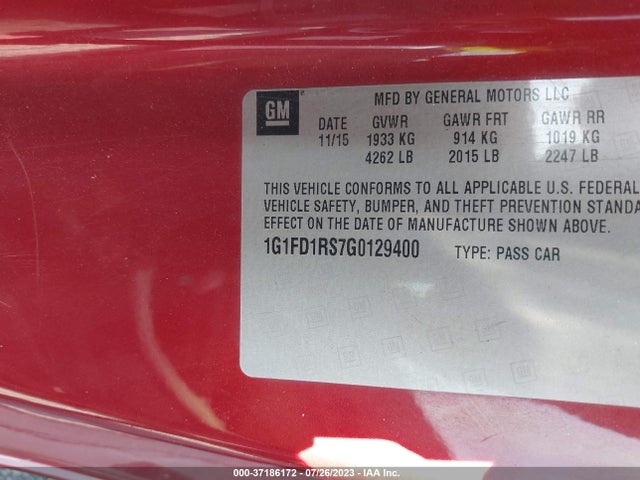 Chevrolet Camaro 2lt 2016 1G1FD1RS7G0129400 Image 9