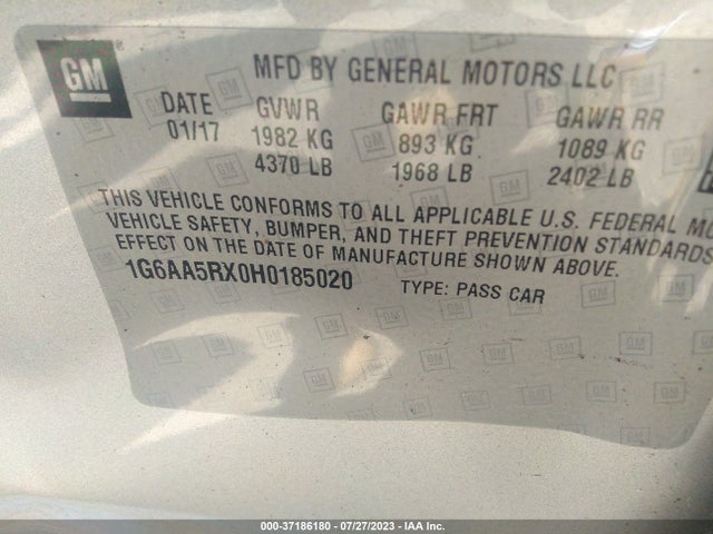 1G6AA5RX0H0185020 Cadillac Ats Sedan Rwd