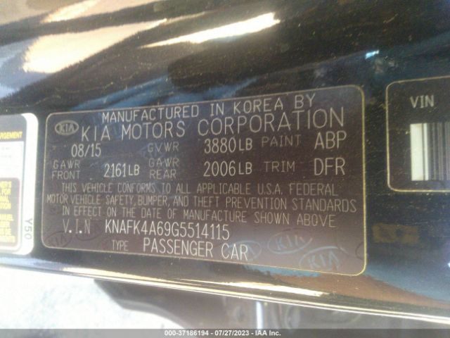 KNAFK4A69G5514115 KIA FORTE LX