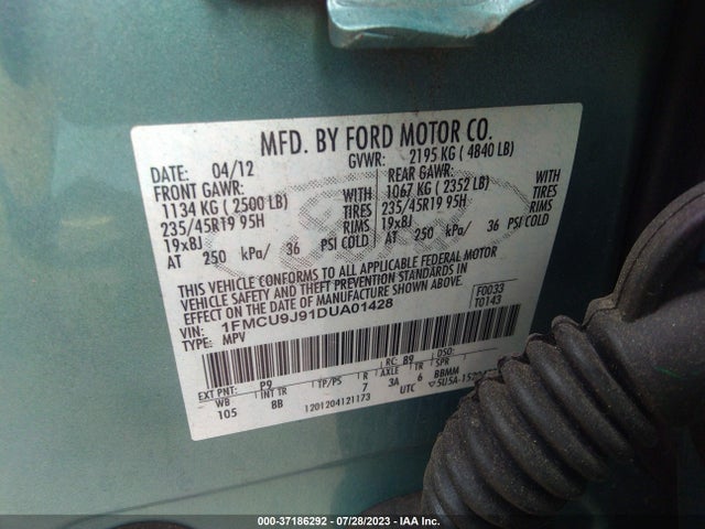 2013 FORD ESCAPE TITANIUM VIN: 1FMCU9J91DUA01428