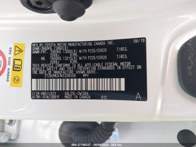 2T2BZMCA1KC208208 Lexus Rx Rx 350
