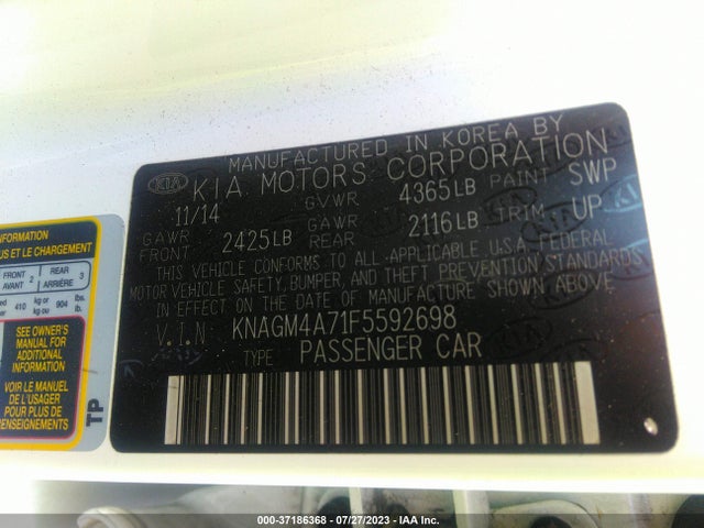 KIA Optima Lx 2015 KNAGM4A71F5592698 Image 9