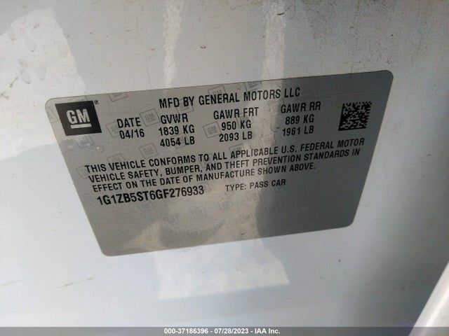 Chevrolet MALIBU LS 2016 1G1ZB5ST6GF276933 Image 9