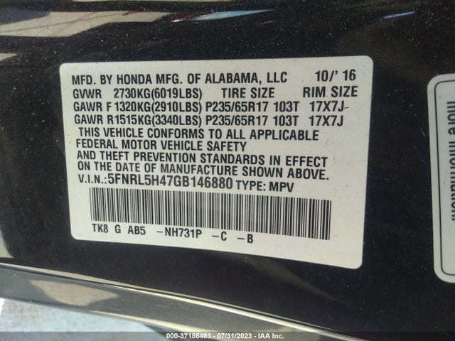 Honda ODYSSEY EX 2016 5FNRL5H47GB146880 Image 15