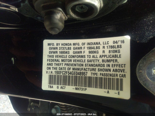 Honda Civic Sedan Lx 2016 19XFC2F54GE048957 Image 9
