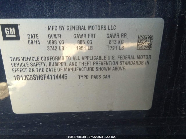 Chevrolet SONIC LT 2015 1G1JC5SH6F4114445 Image 15