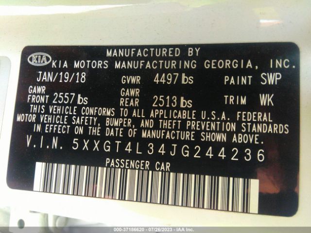 5XXGT4L34JG244236 KIA Optima S