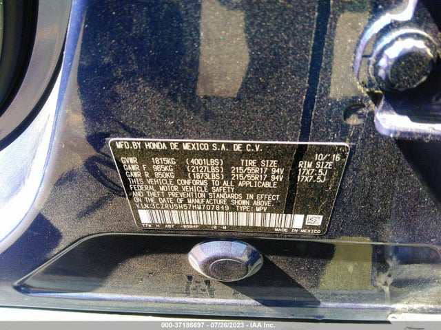 2017 HONDA HR-V EX VIN: 3CZRU5H57HM707849