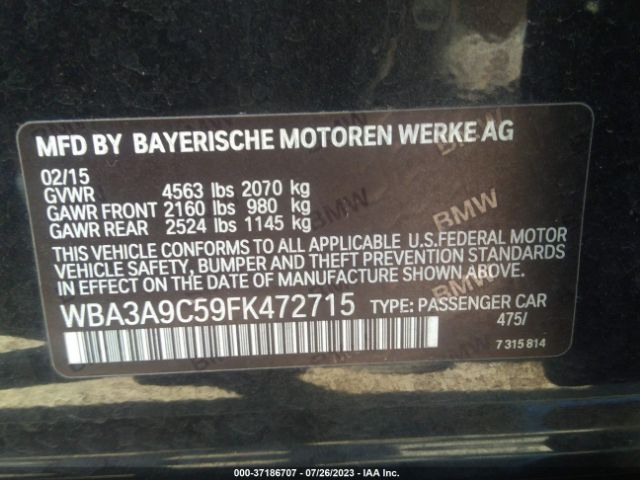 WBA3A9C59FK472715 BMW 3 Series 335i