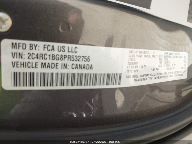 2C4RC1BG8PR532756 Chrysler Pacifica Touring L