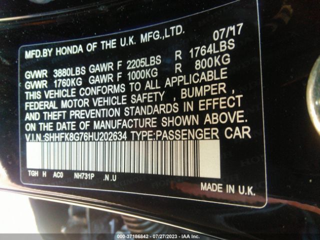 SHHFK8G76HU202634 Honda Civic Touring