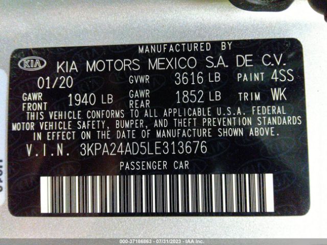 3KPA24AD5LE313676 KIA RIO S