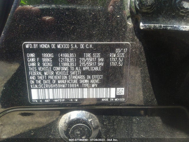 Honda HR-V EX 2017 3CZRU6H59HM719894 Image 9