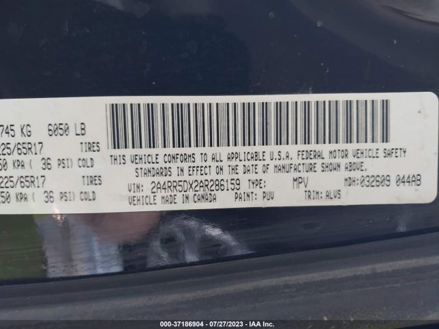 2010 CHRYSLER TOWN & COUNTRY TOURING VIN: 2A4RR5DX2AR286159