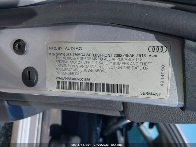 WAUANAF40HN001666 Audi A4 PREMIUM