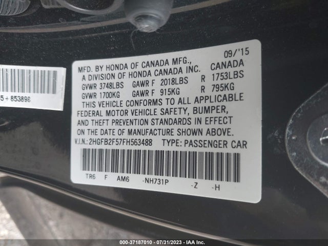 Honda Civic Sedan Lx 2015 2HGFB2F57FH563488 Image 15