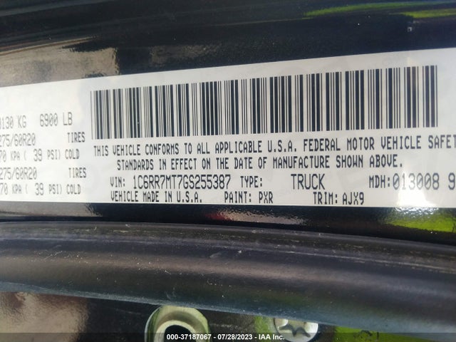 RAM 1500 Sport 2016 1C6RR7MT7GS255387 Image 9