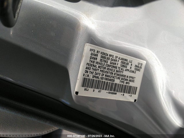 2003 HONDA ODYSSEY EX-L VIN: 5FNRL18013B048038