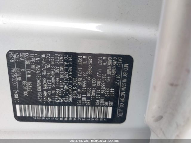 JN8AT3CA6MW015627 Nissan Rogue Sl
