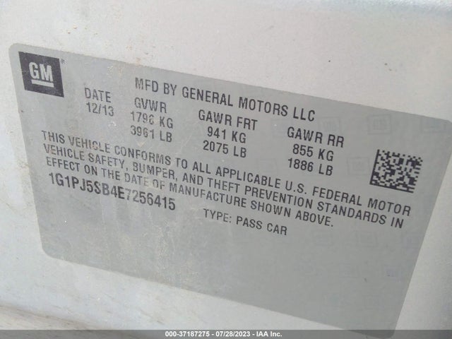 Chevrolet CRUZE ECO 2014 1G1PJ5SB4E7256415 Image 9