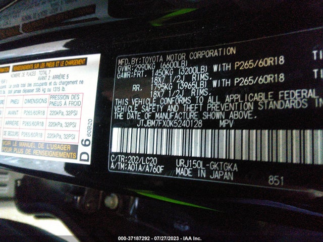 JTJBM7FX0K5240128 Lexus Gx Gx 460