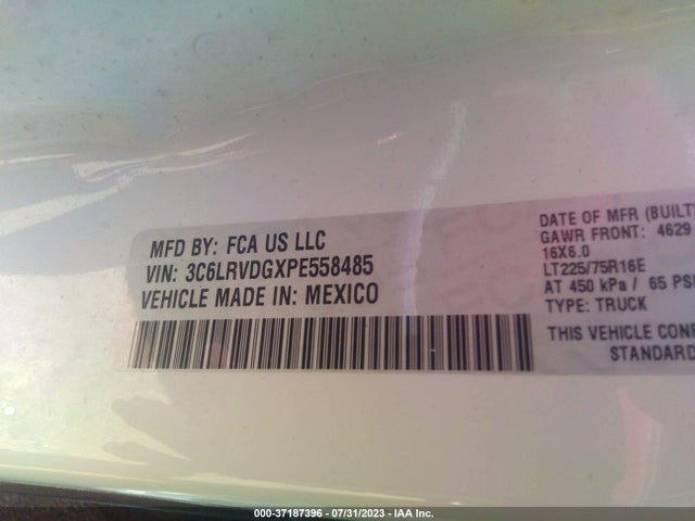 3C6LRVDGXPE558485 RAM Promaster Cargo Van