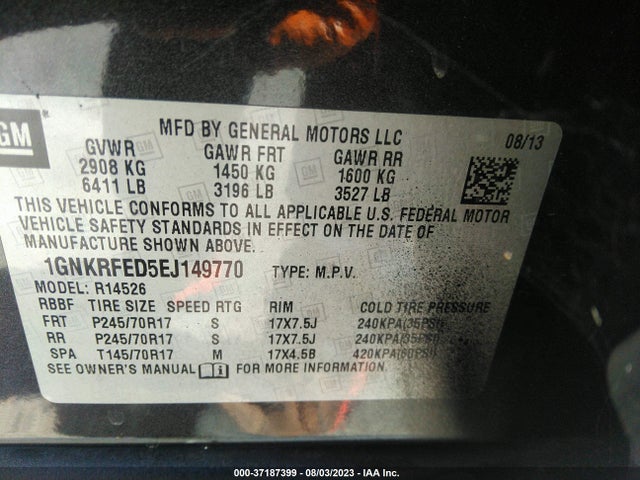 Chevrolet Traverse Ls 2014 1GNKRFED5EJ149770 Image 9