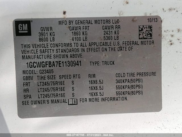 1GCWGFBA7E1130941 Chevrolet Express 2500 Work Van