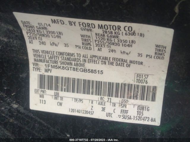 1FM5K8GT8EGB58515 Ford EXPLORER SPORT