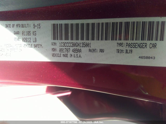 1C3CCCCB0GN135001 Chrysler 200 C