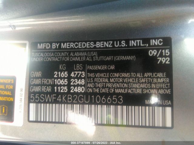 55SWF4KB2GU106653 Mercedes-Benz C-class C 300