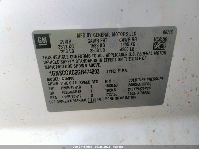 Chevrolet Suburban Ls 2016 1GNSCGKC5GR474393 Image 9
