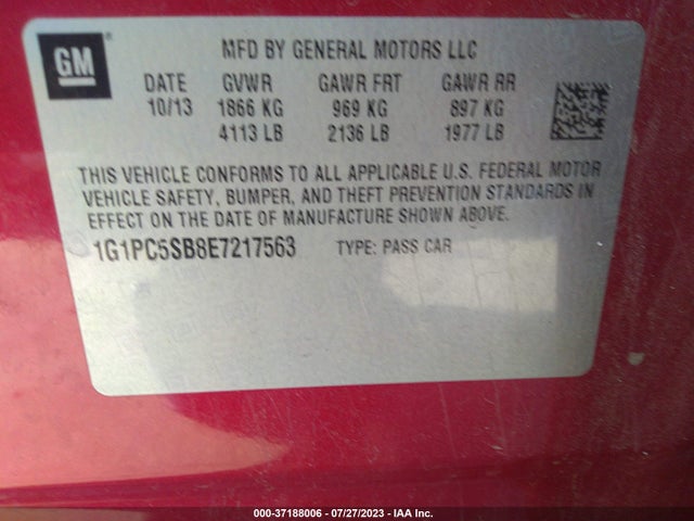 Chevrolet Cruze 1lt 2014 1G1PC5SB8E7217563 Image 15