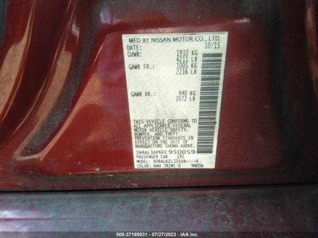 1N4AL3AP6FC950059 Nissan Altima 2.5 Sv